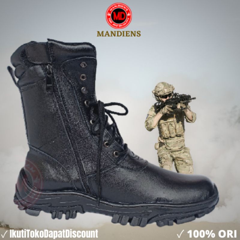 MANDIENS - Sepatu PDL TNI POLRI Kulit Sapi Asli Model Pdl Jatah Tactical PDL Brimob Satpam PDL TNI AD - PDL TNI AL