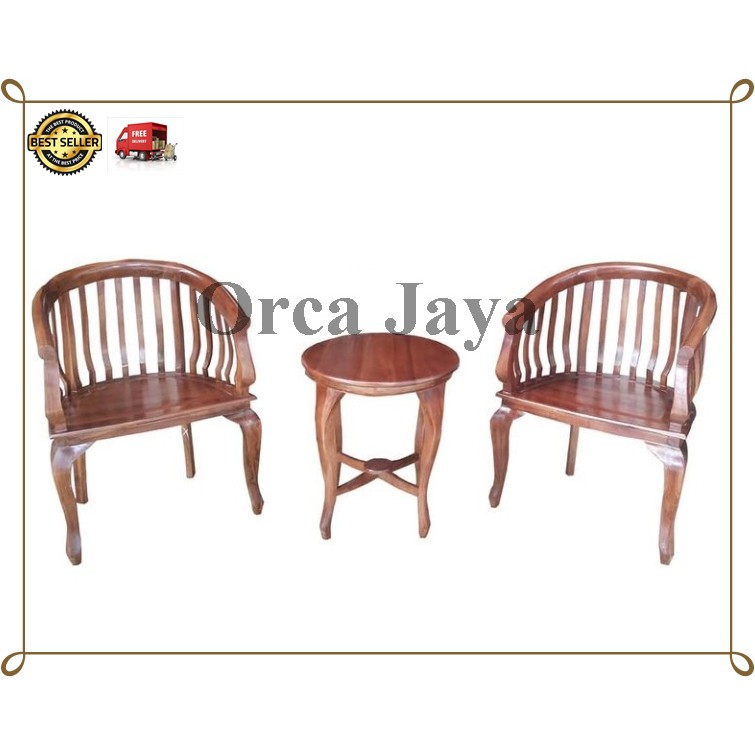 KURSI TAMU/KURSI TERAS KAYU JATI 2 KURSI LENONG (KURSI ONLY)