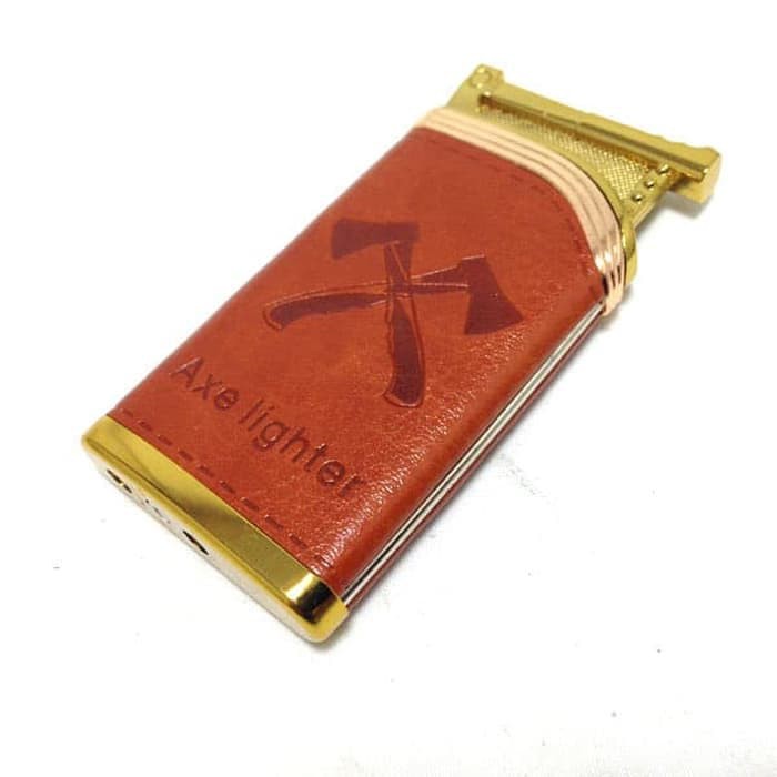 Parling Laris! KOREK API AXE LEATHER GOLD 9453-1 MANCIS LAS LIGHTER KOREK UNIK Low Price!