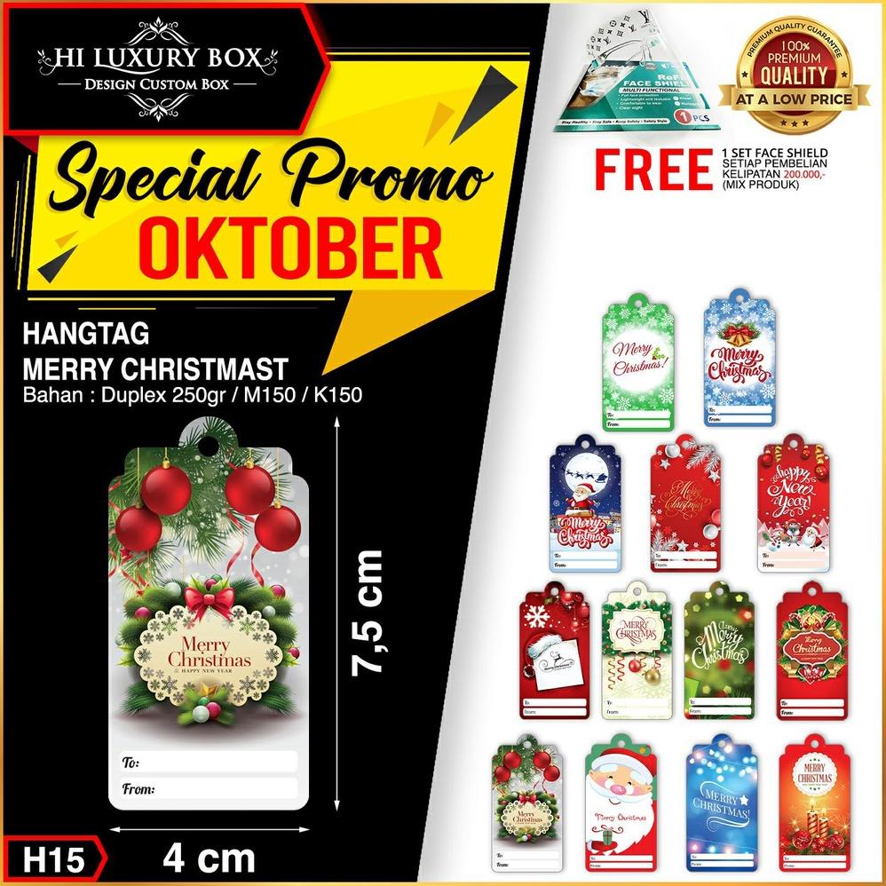 

HANG TAG | LABEL BAJU | HANGTAG NATAL | KRAFT | MURAH | 7.5X4 MERRY CHRISTMAS H15 (8-13) DISKON