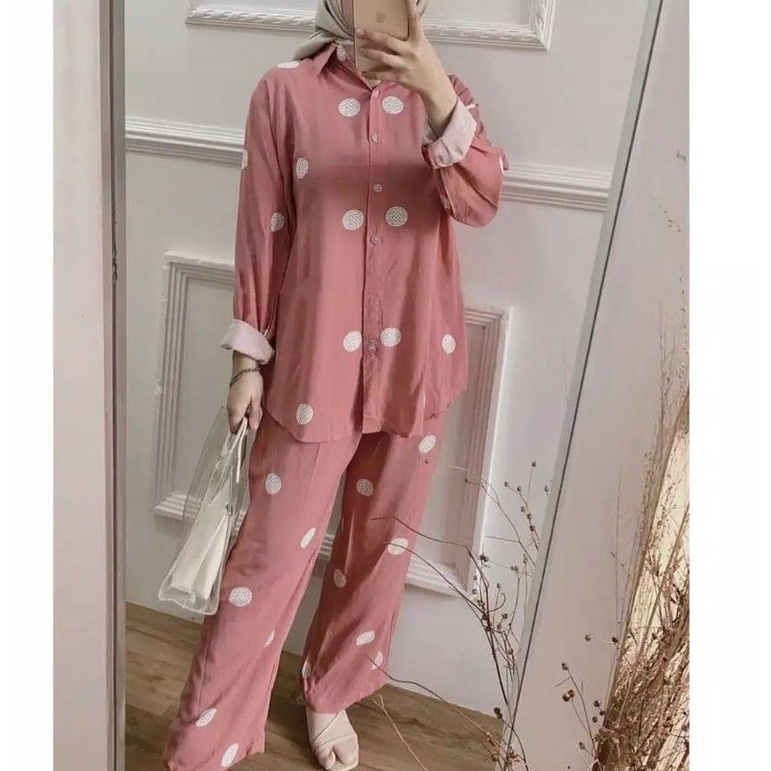 set rayon tie dye / gisel set (COD)-Bublle pink