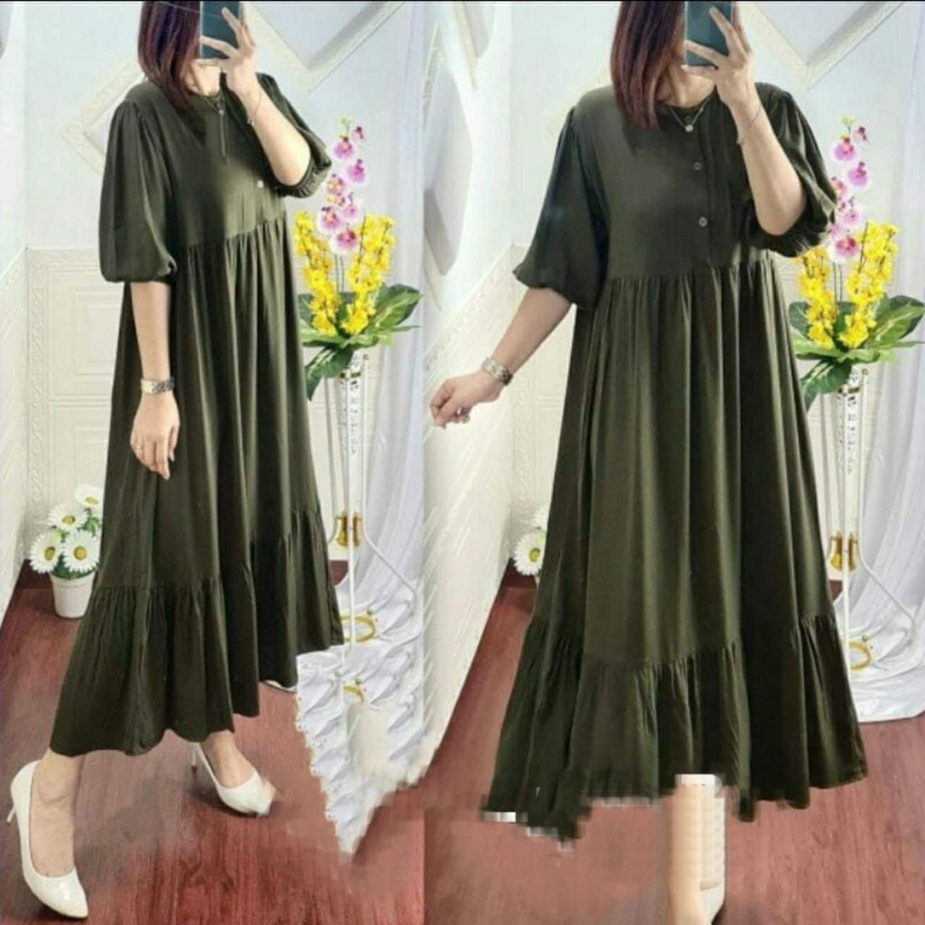 COD - DRESS NAGITA // Dress POLOS KANCING DEPAN // Dres jumbo TERBARU 2023