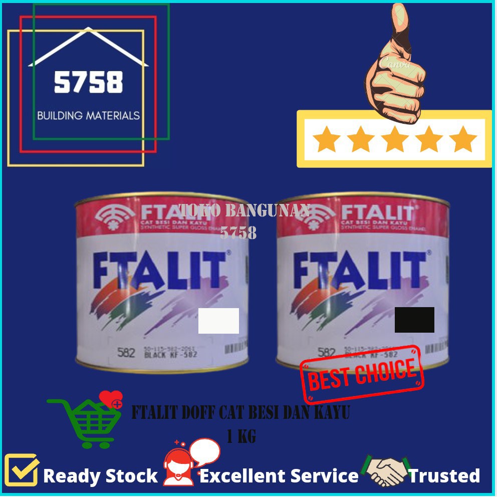 

Kansai Paint Cat FTALIT Minyak Besi Kayu Warna Black Hitam White Putih Doff Dope 1Kg