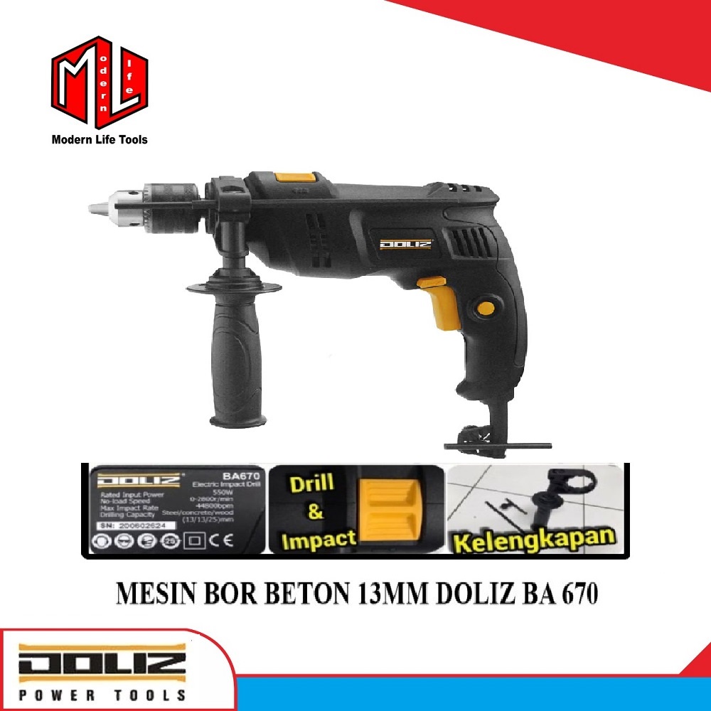 Mesin Bor Tembok Beton Doliz BA 670 Hammer Drill Impact Doliz BA670