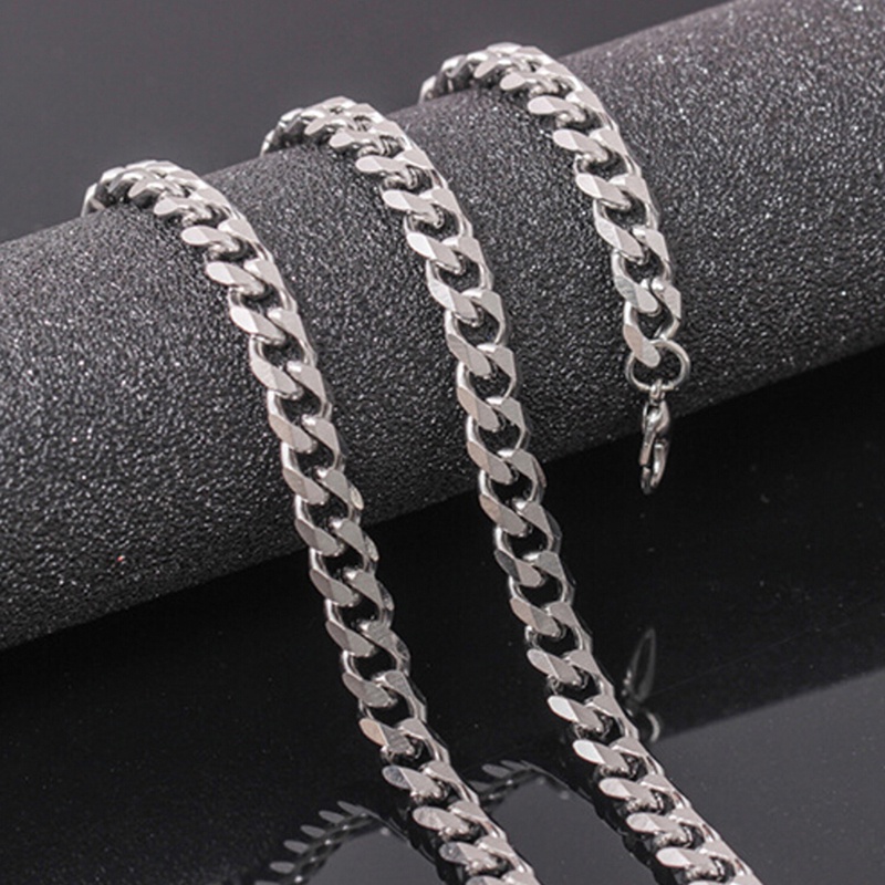 Kalung Rantai Cuba Link Bahan Stainless Steel Ukuran 4-6mm Untuk Pria