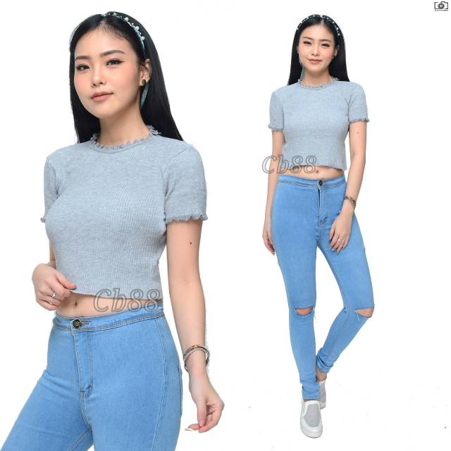 Atasan wanita Crop || CROP RAJUT KRIWIL