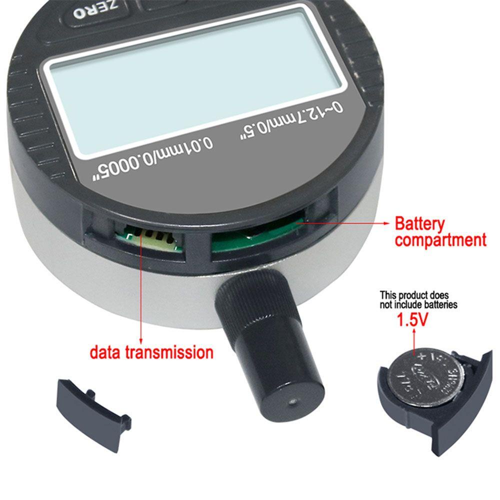 Solighter Indicator Gauge 0-12.7mm Indikator digital Tahan Air Dial Indicator Sarana Alat Instrumen Dial Indicator Gauge