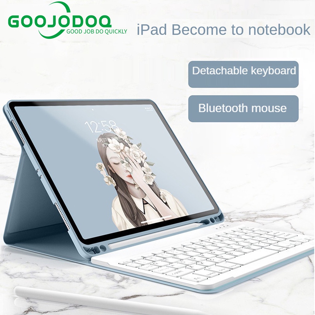 Goojodoq Casing Smart Keyboard Bluetooth Untuk For Ipad 10.2 2019 For Smart Phone