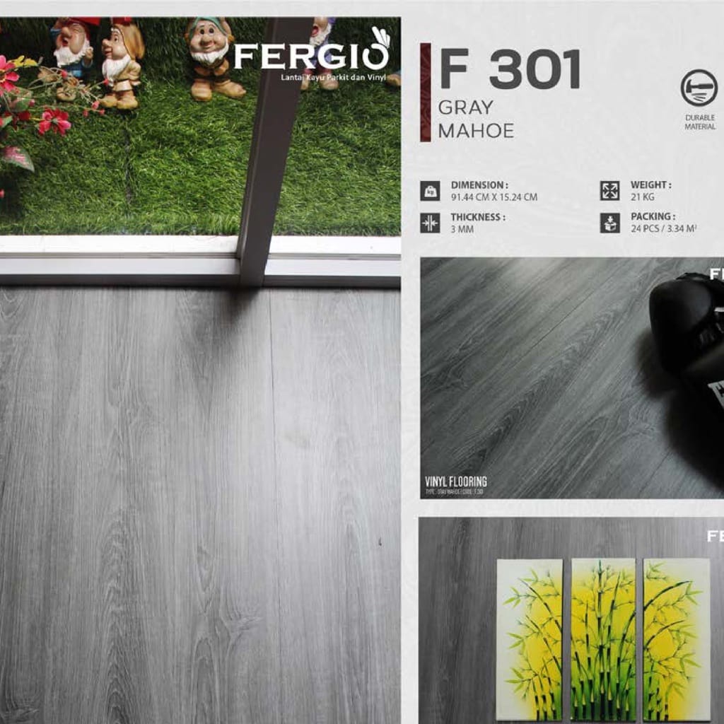 Fergio Lantai kayu vinyl 3MM / KHUSUS AREA BANDUNG