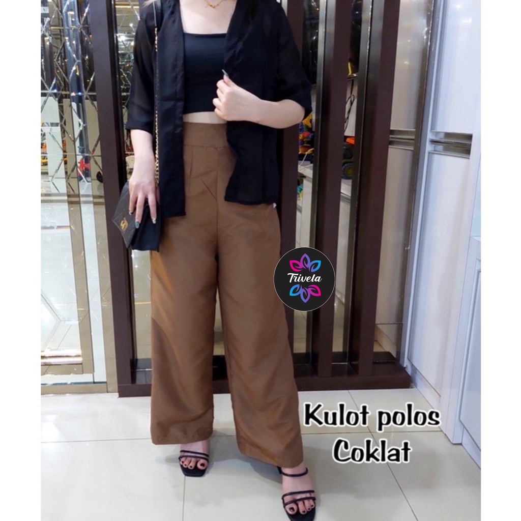 TRV KULOT ZEBRA / KULOT ANIMAL MUAT S-XXL TIDAK LUNTUR / Korean Long Pants/Celana Culottes Abstrak C909-KLT.POLOS COKLAT
