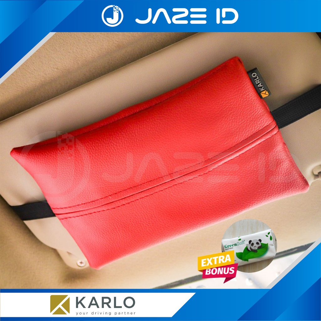 Karlo Tempat Tissue Tisu Mobil Premium Sun Visor Jok Basic Red