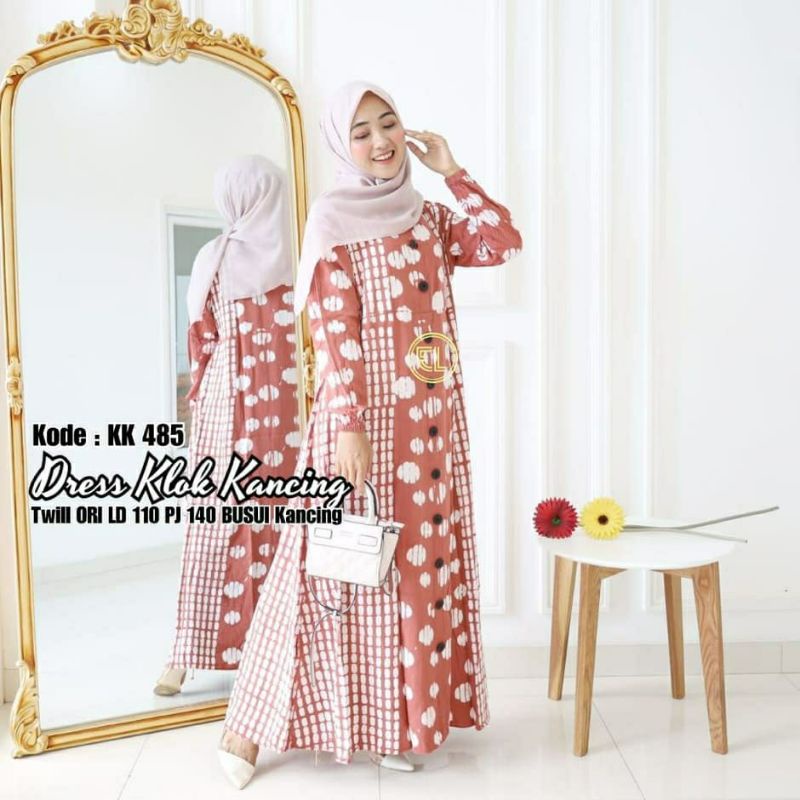 motif terbaru gamis twill ori batik elzhaf KK 485