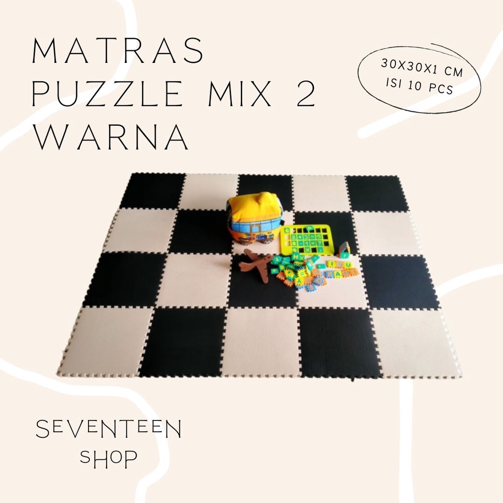 Matras Puzzle Polos - Alas Tikar Puzzle Mix - Kombinasi 2 warna 30x30x1cm