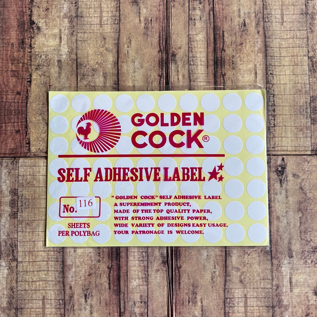 Label Golden Cock No. 116 - Self Adhesive Label 116 - Sticker Bulat