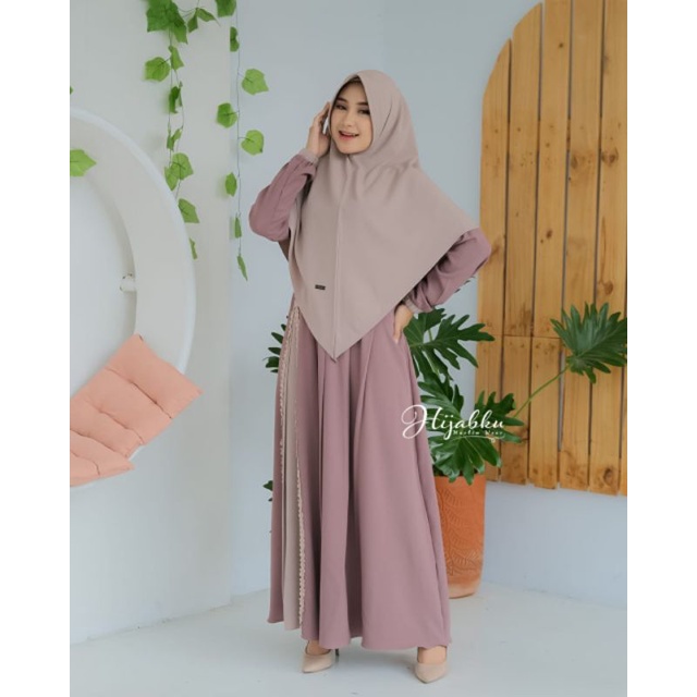 Gamis Set Rimel Hijabku Syari Original Muslim Ity Crepe