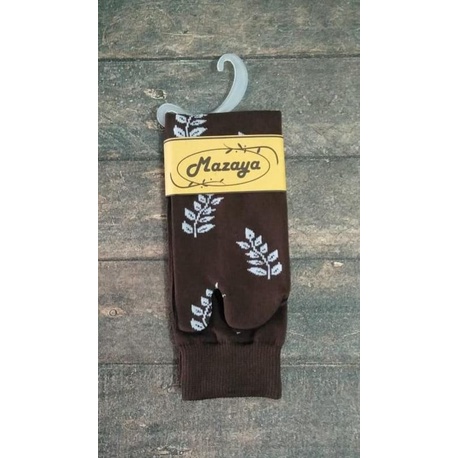 Kaos Kaki Jari Jempol Motif Daun Wanita Muslimah Nilon-Coklat