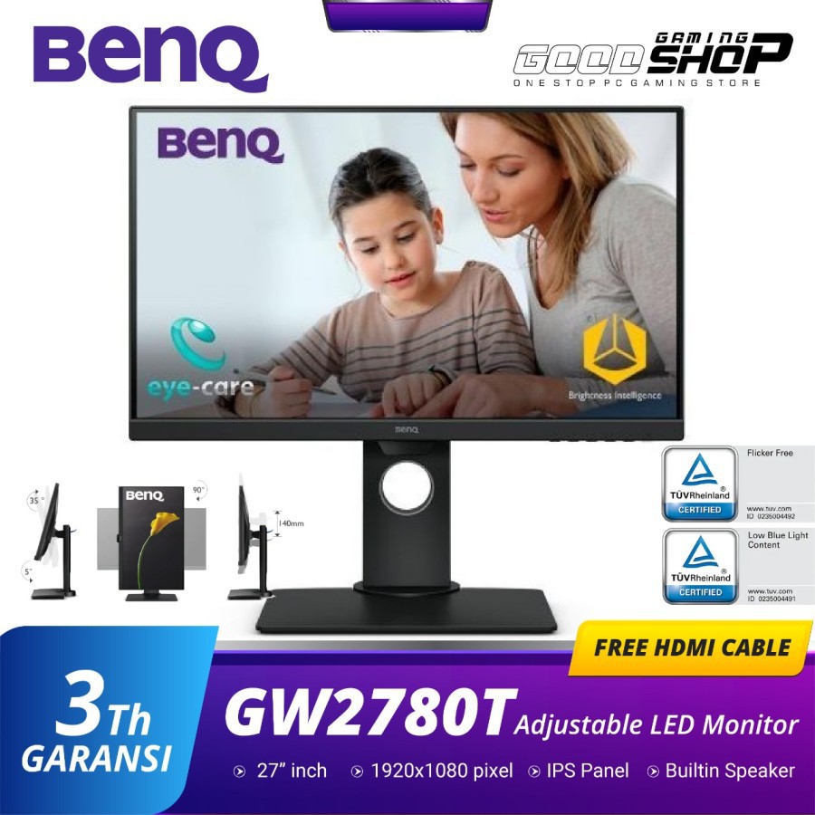 BenQ GW2780T Monitor 27inch IPS Full HD Eye Care Height Adjustable LED