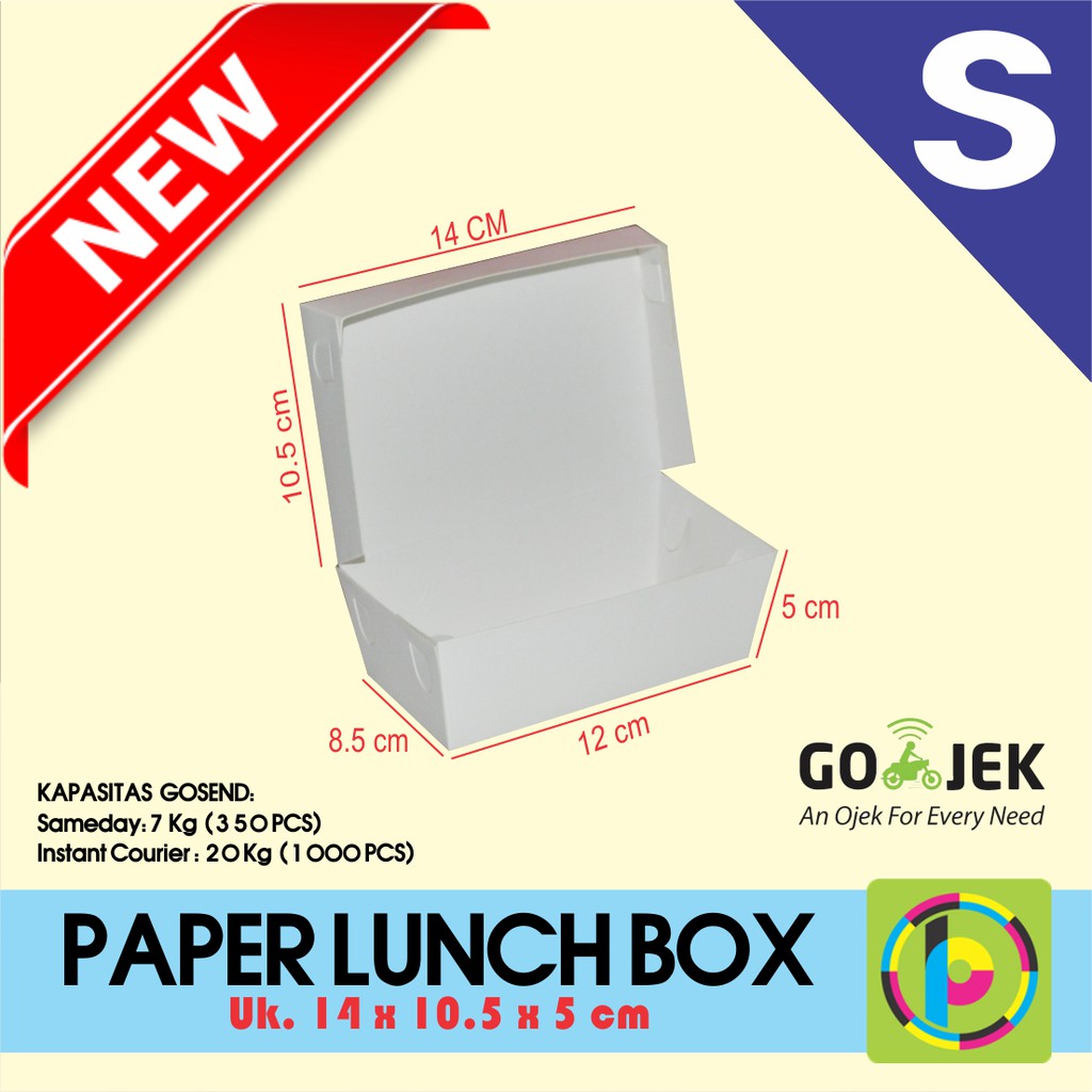 PLI S Paper Lunch Box Kotak  Makan Dus Makanan Take 