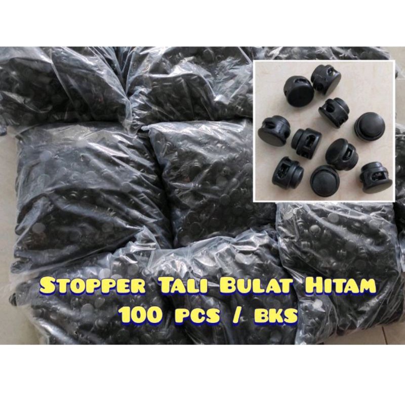 Stopper Bulat Stopper Hitam Stoper Tali Masker 100pcs