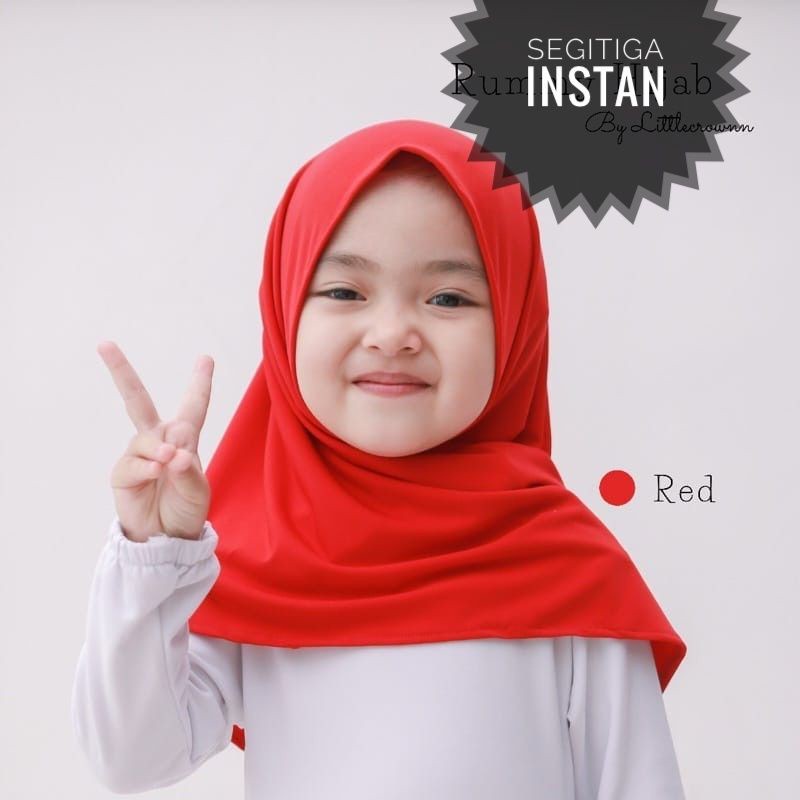 KERUDUNG SEGITIGA INSTAN ANAK (DIJAHIT DAGU) USIA 3-6 TH BAHAN JERSEY BALON