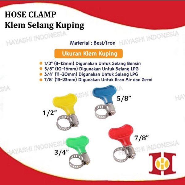 Klem Selang Pipa Kran Air LPG Penjepit Kuping Stainless Hose Clamp - 10pcs