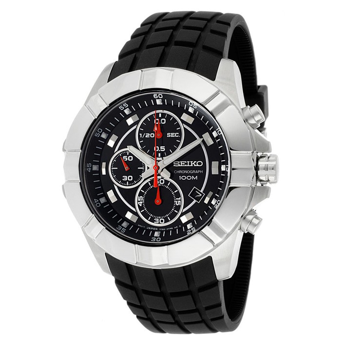 Seiko Original SNDD73P2 Jam Tangan Pria Chronograph Black Rubber Strap SNDD73
