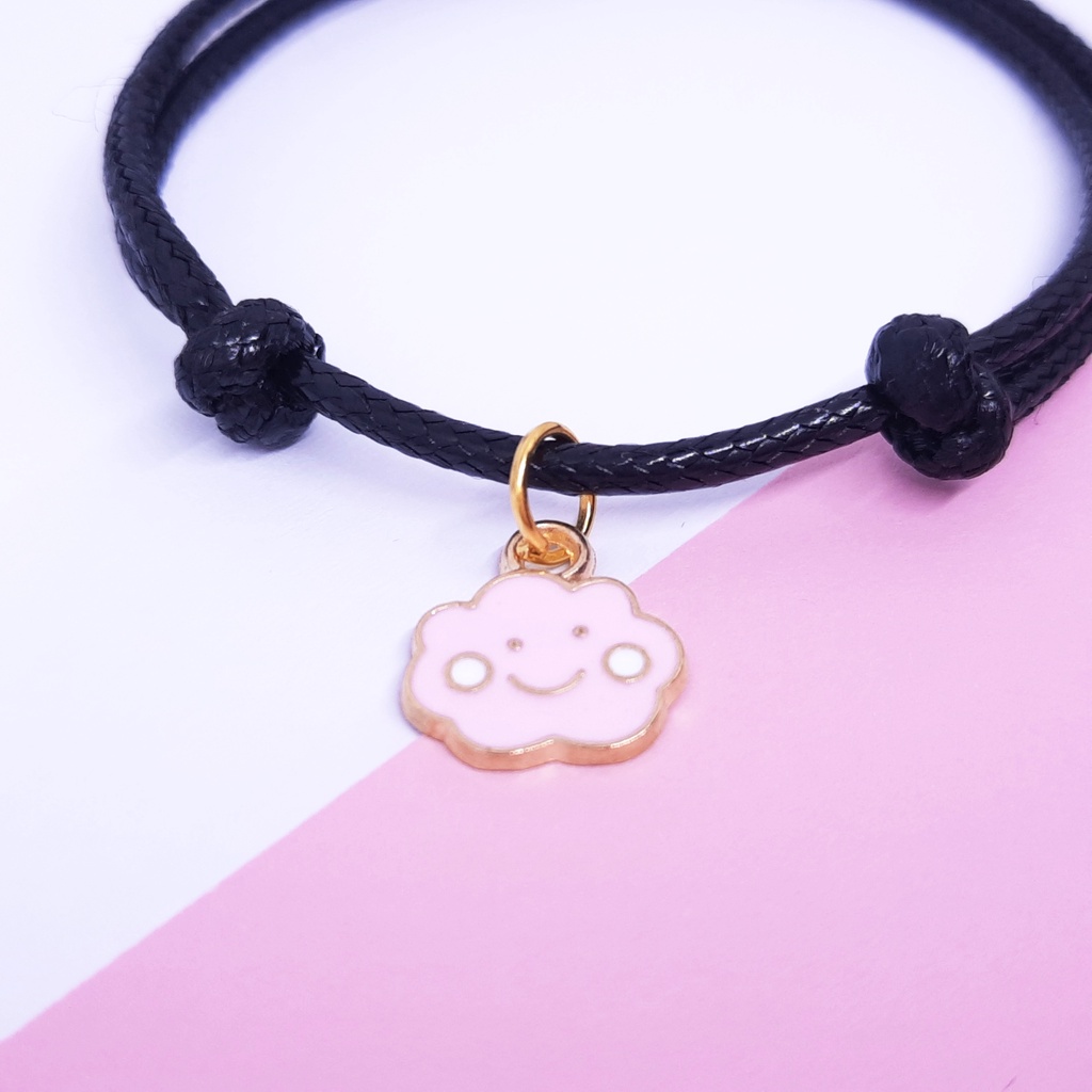 Gelang Couple Sahabat Pacar Bestie 3 Orang Tali Korea Hitam Polos Murah