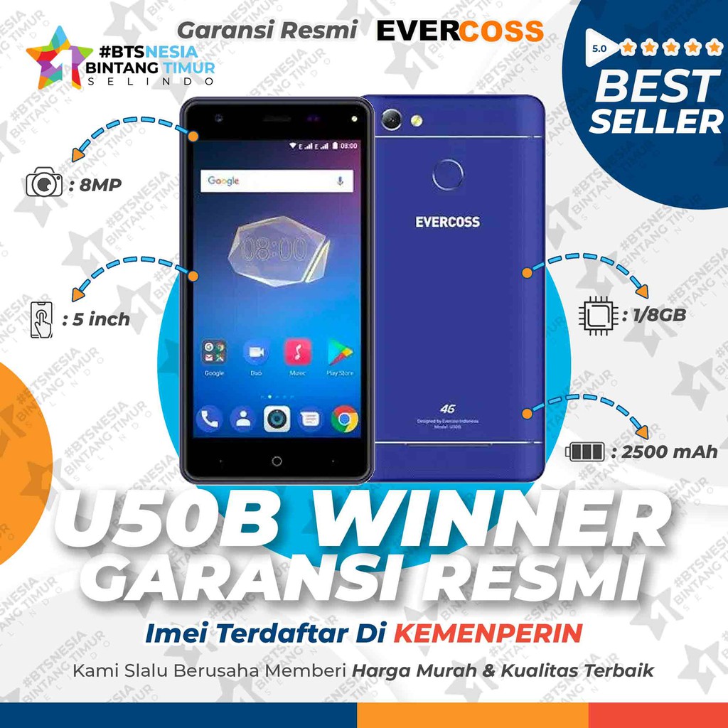 Evercoss U50b Winner Y Smart 1 8 Gb Garansi Resmi 1 Tahun Shopee Indonesia