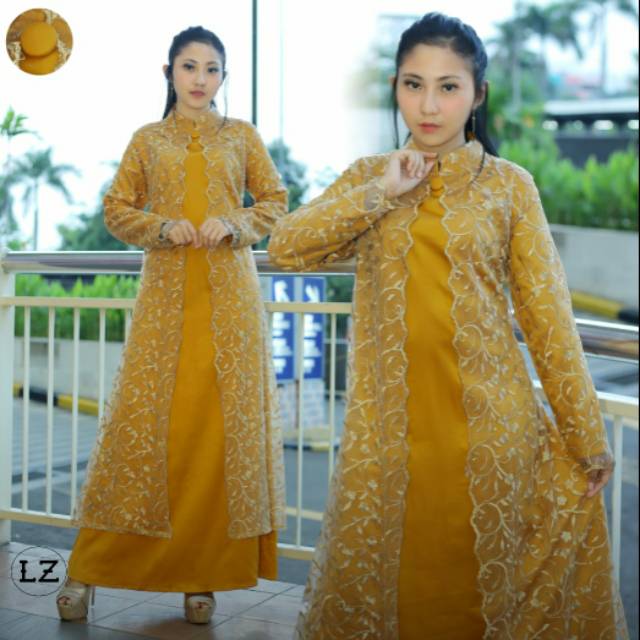 Gamis kombinasi tile