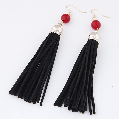 LRC Anting Gantung Elegant Beads Decorated Tassel Pendant Design