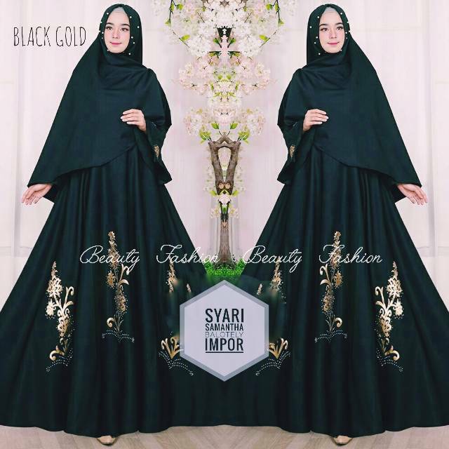 Big Saleee Gamis Pesta Syari Balotely  Premium set khimar aplikasi gold