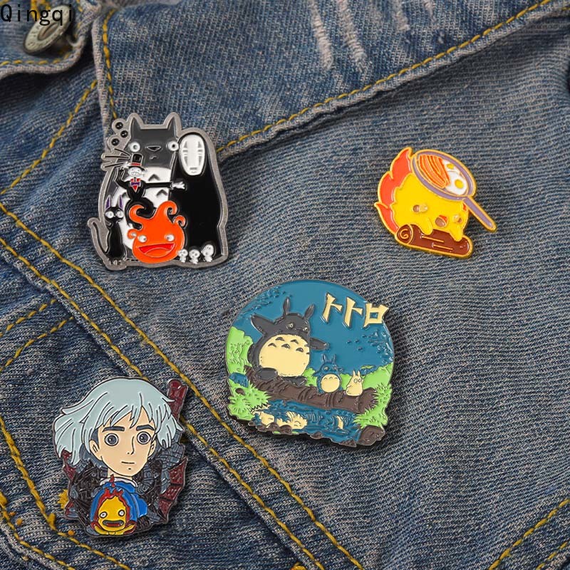 Bros Pin Enamel Desain Kartun Anime Ponyo Hal Haku Chihiro Cassifer Untuk Anak