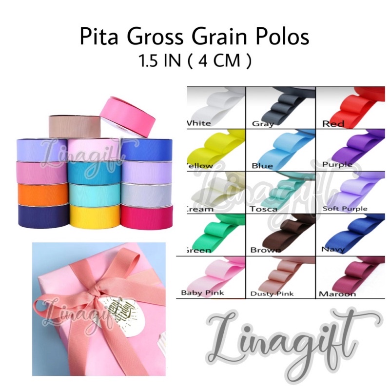 ( 3 Meter ) PITA GROSGRAIN POLOS 1.5 IN ( 4 CM ) - GIFT RIBBON 11/2 INCH GROSSGRAIN HIASAN KADO HAMPERS PARCEL SOUVENIR GOODIE BAG