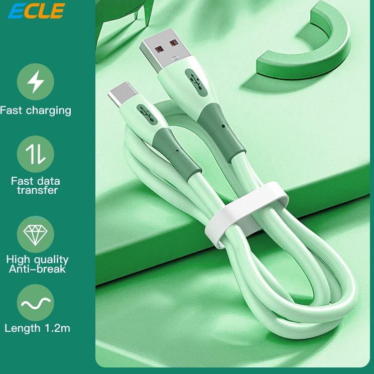 (NEW) ECLE Data Cable Fast Charging Kabel Data Type-C 5V 2.4A Silica Gel Data line 1.2m Blue ‣ JKT.2