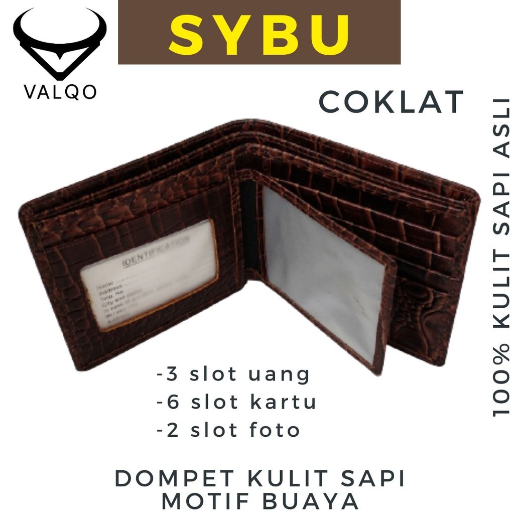 [VALQO] Dompet SYBU Kulit Sapi Motif Buaya Cowok Pria Laki Bisa COD