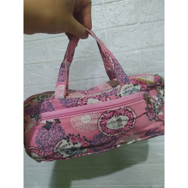 tas dompet mungil praktis warna pink soft
