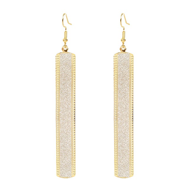 LRC Anting Gantung Fashion Golden Alloy Frosted Geometric Earrings K44352