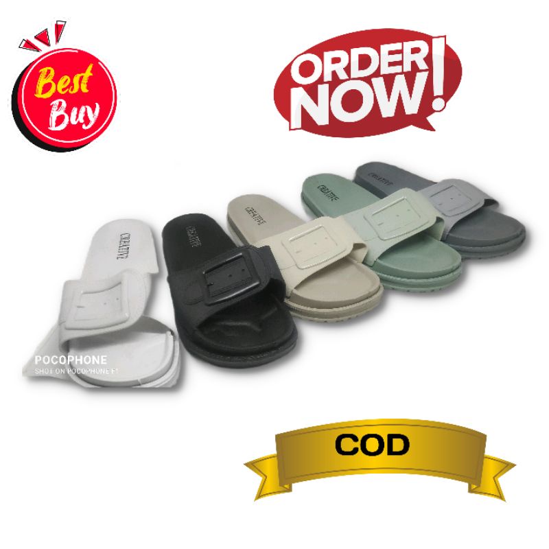 SANDAL SLIDE IMPORT CREATIVE 36-40 anti air anti patah