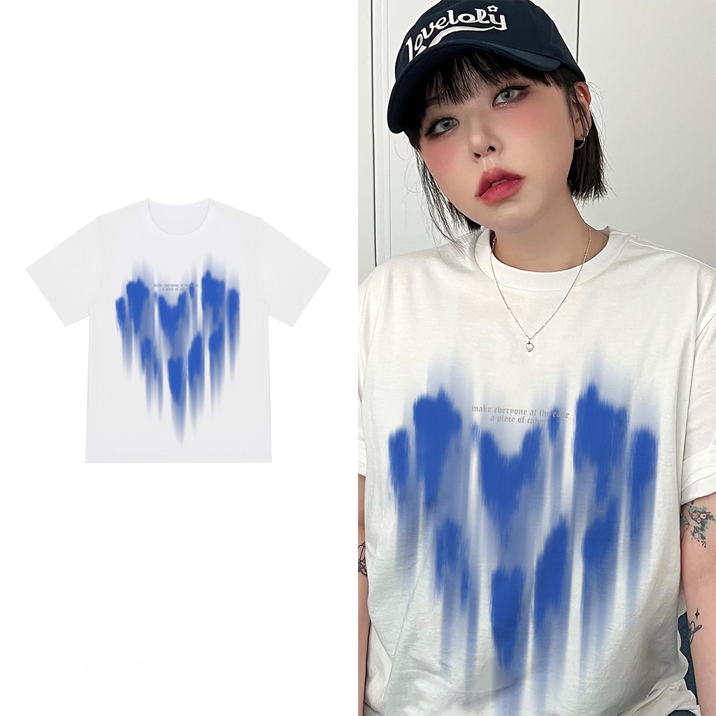 100% Katun Graphic Tee Kaos Hitam Atasan Wanita Lengan Pendek Oversize Printed T-shirt Baju Wanita Kekinian Korean Style