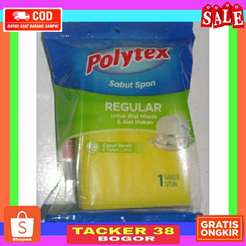 POLYTEX BUSA CUCI PIRING / SPONGE POLYTEX 2 LAPIS BUSA KUNING BERBALUT SABUT HIJAU