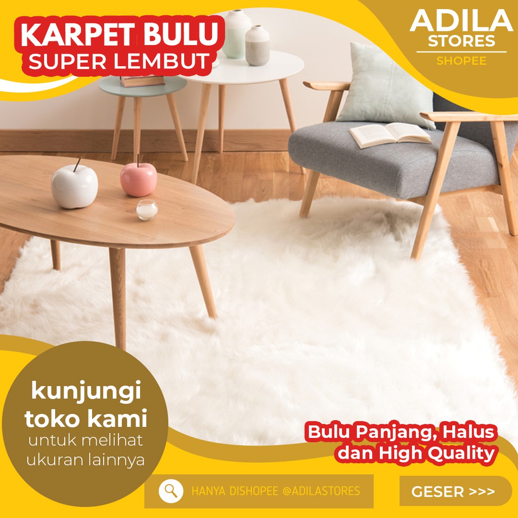 Jual X Cm Tikar Karpet Bulu Korea Putih Tebal Halus Dekorasi Ruang Tamu Alas Foto Bukan