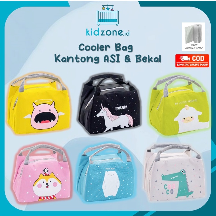 Tas Bekal Anak Motif Binatang / Cooler Bag + alumunium / Tas Penyimpan Asi / Lunch bag (ukuran kecil)