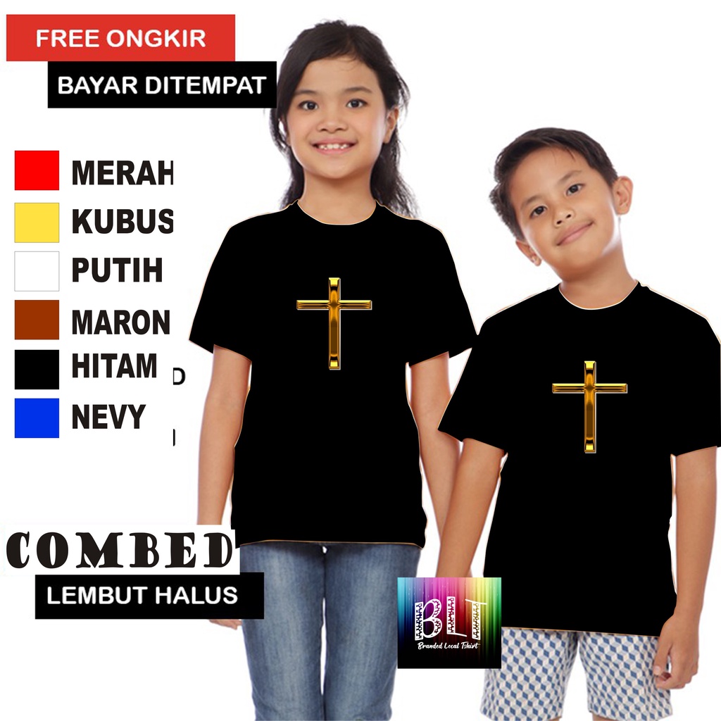 Promo Kaos  Gold Salib dtf Anak Anak KRISTEN PROTESTAN SALIB JESUS ROHANI Lengan Pendek Combed 30S Atasan Anak2 cowok cewek Kaos Murah kaos anak kartun kaos anak anime kaos anak murah kaos anak hits kaos viral