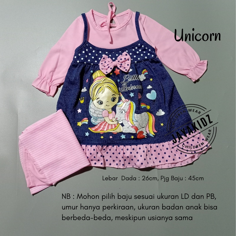 Gamis Bayi Perempuan Usia Baby Newborn 0 6 12 Bulan - Baju Muslim Dres Anak Bayi Perempuan 0 3 6 12 Bulan 1 Tahun-PINK-UNICORN
