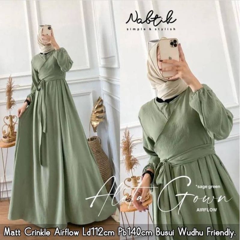 Gamis Terbaru 2022 Aleta Dress Matt Crinkle AirFlow Baju Kondangan Wanita Gamis Polos Jumbo S M L XL Gaun Pesta Muslimah