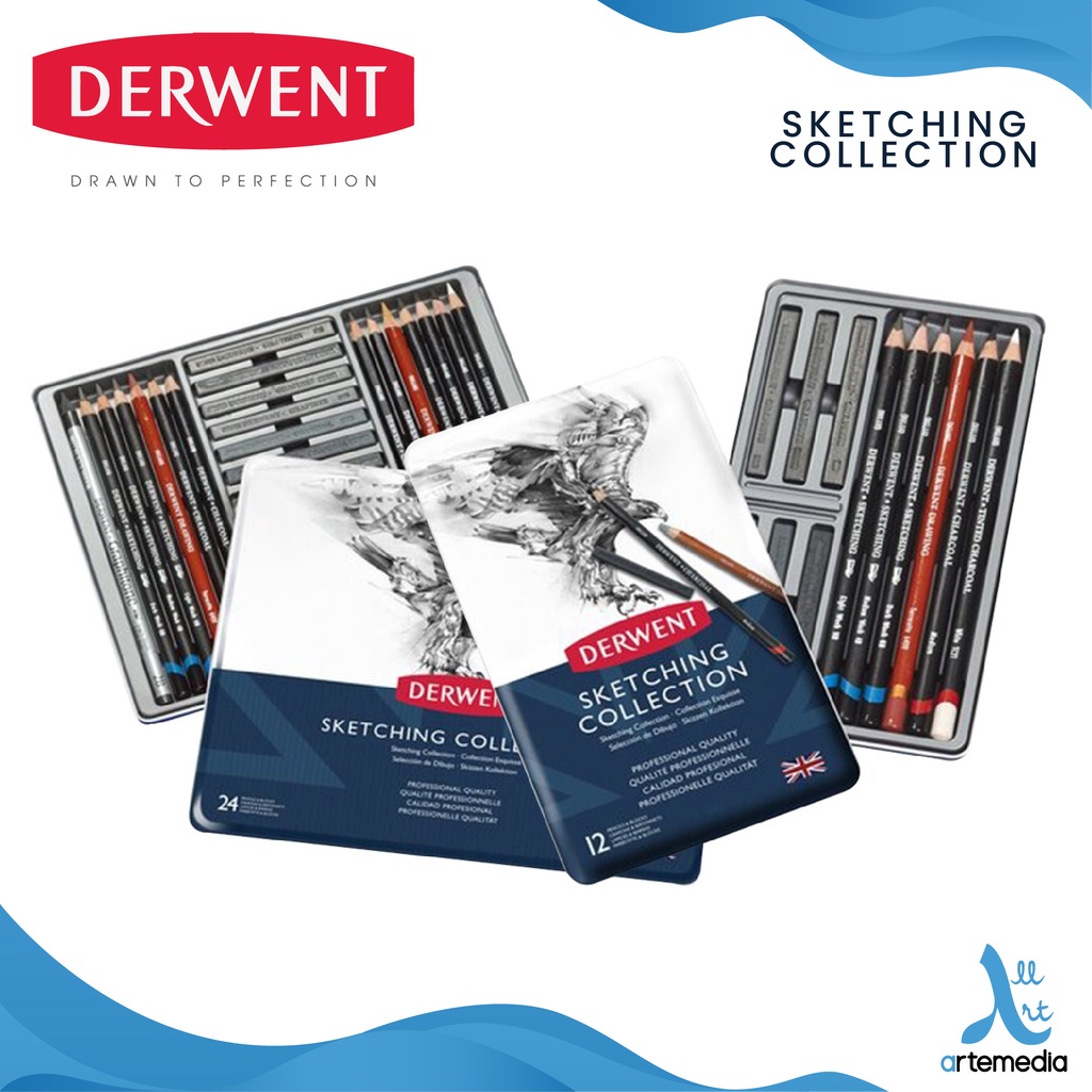 

Derwent Sketching Collection Pencil Metal Tin Drawing Pensil Gambar