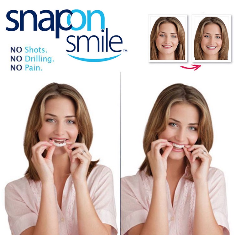 Snap On Smile 100% Original Gigi Palsu Atas Bawah Instan Gigi Palsu Silikon Alami Authentic Pemutih Gigi