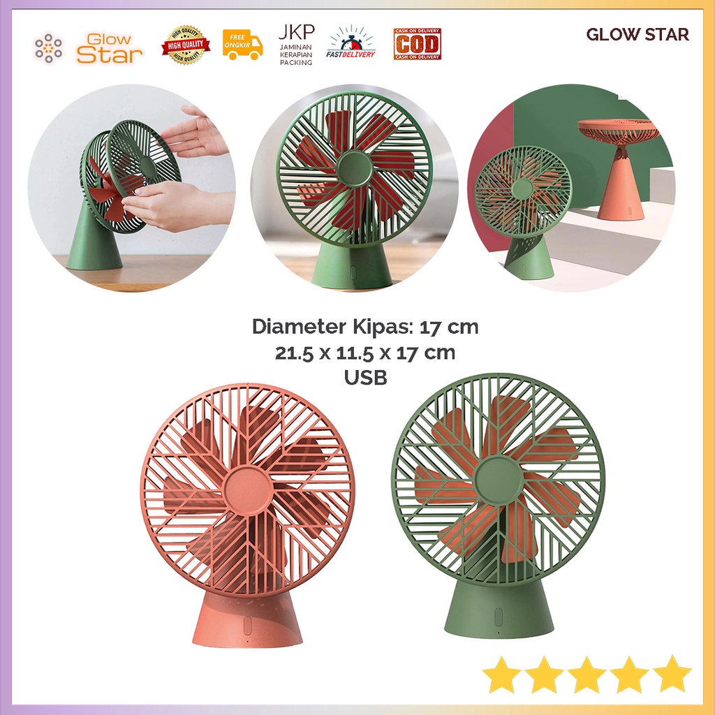 SOTHING Premium Kipas Angin Fan Handheld Standard Edition USB Input Green Besar Table Desktop Fan Elegant Silent Sound