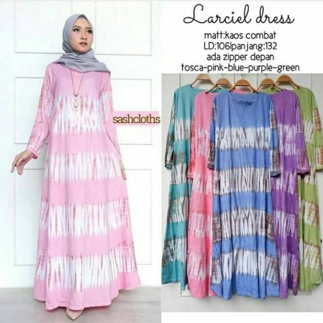 Long dress larciel | KAOS COMBAD GRADE ORI | RESLETING DEPAN BUSUI | LENGAN PANJANG MUSLIMAH