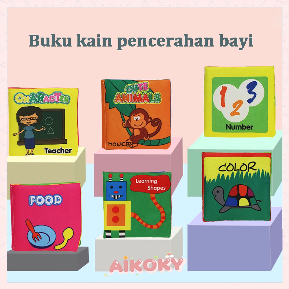 Aikoky Buku bayi mainan edukasi/Buku bantal bayi/Soft book